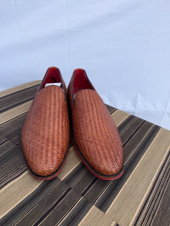 CARLOS by Carlos Santana Brown Woven Leather Slip On Loafers Men’s Size 11 main image 5